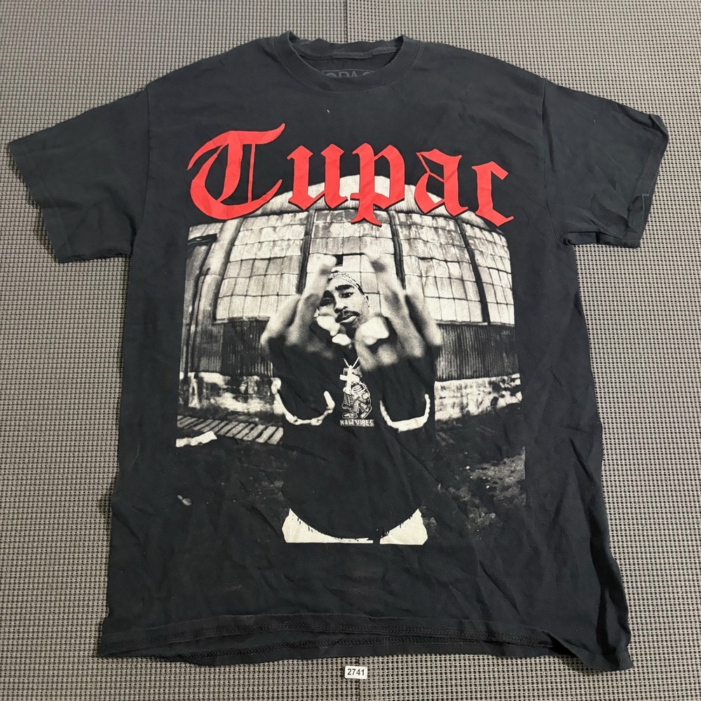 2Pac Portrait Graphic T-Shirt Black Size M